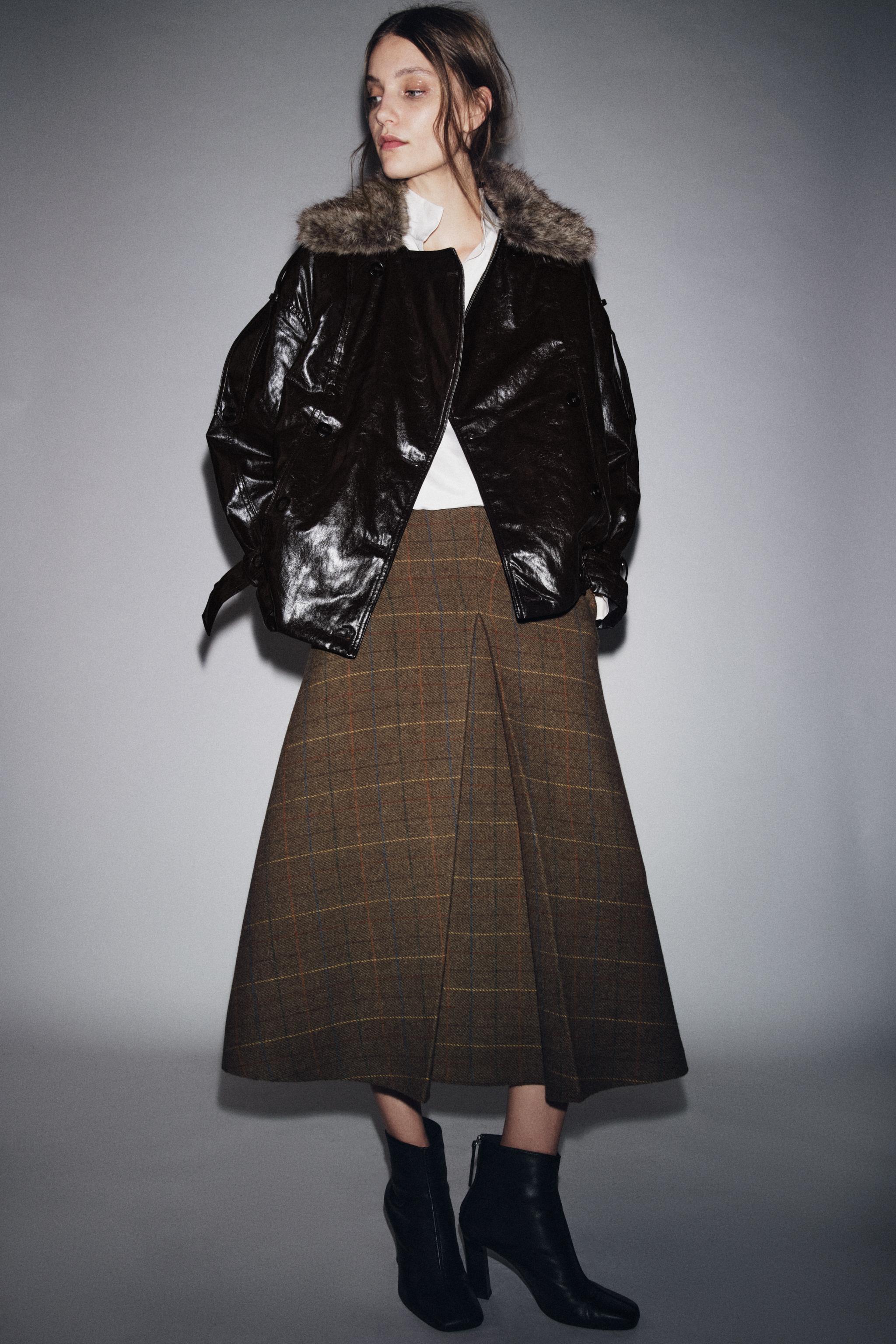 PLAID WOOL SKIRT ZW COLLECTION